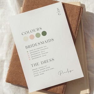 Bridesmaid Info Card Template, Printable Wedding Information Card Download, Maid of Honour Card Infographic, Monogram