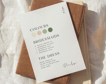 Bridesmaid Info Card Template, Printable Wedding Information Card Download, Maid of Honour Card Infographic, Monogram
