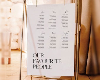 Our Favourite People Seating Chart Template Download, Printable Wedding Seating Signs, Modern Wedding Signage, SWEETHEART