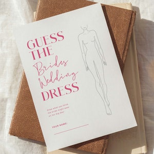 Guess The Dress-sjabloon, afdrukbaar vrijgezellenfeest, vrijgezellenfeest Guess The Brides-jurk, digitale download, mooi in roze
