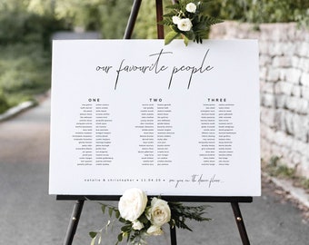 Modern Minimalist Wedding Seating Chart, Banquet Seating Chart Template, Our Favourite People, Wedding Signs, AURELIA