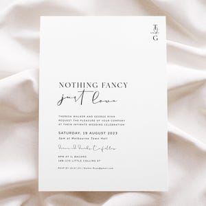 Nothing Fancy Just Love Invitation, Wedding Invite Set, Modern Wedding Invitation Template Download, Information Card, MONOGRAM image 4