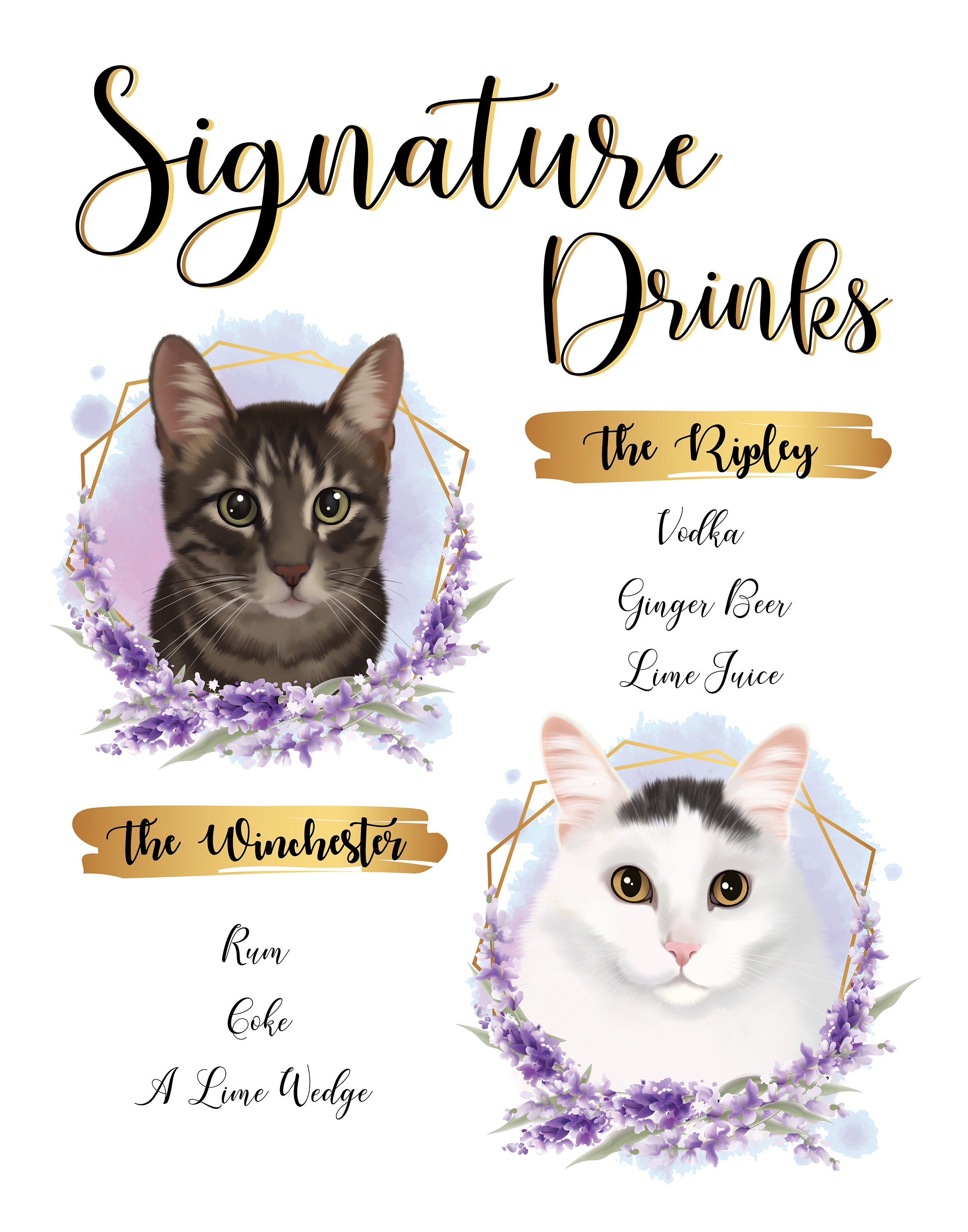 Signature Drink Sign Pet Signature Cocktail Sign Custom | Etsy