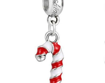 Holiday charm set 4 pc candy cane reindeer charms with clips