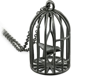 Birdcage Anhänger, Freiheit Vogel Anhänger, Freiheit Schmuck, Geschenk für Sie, Silber Schmuck