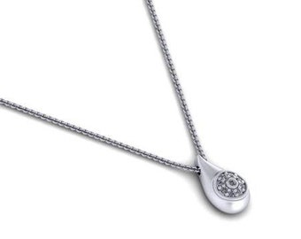 Teardrop Necklace, Drop Necklace, Necklace for Women, Silver Drop Necklace, Pendant with Zircons