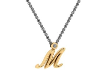 Gold Necklace 14k, Monogram Necklace, Letter Necklace, Initial Gold