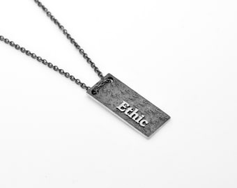 Virtue Silver Pendant, 3d Printed Jewelry, Ethic Necklace