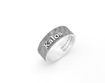 Kalos Ring, Virtue Silver Ring, 3d Printed Jewelry, Arete Jewelry