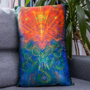 Ethno-Kissen, UV-Kissen, Mandala-Kissen, Pilzkissen, Surreales Kissen, Bettkissen, fluoreszierend, Säure