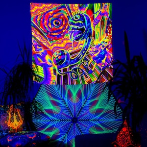 Trippy Painting, UV Wall Art, Blacklight Art, Neon Tapestry, Festival Tapestry, Trippy Wall Art, Spiritual Art