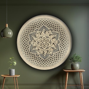 Arte de pared con mandala para colgar en la pared, yoga, sanación espiritual, decoración del hogar, geometría sagrada de loto, regalo de atención plena, meditación sobre la cama.