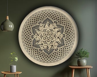 Wall Hanging Mandala Wall Art, Yoga Spiritual Healing Home Deco, Lotus Sacred Geometry Mindfullness Gift, Meditation Above Bed Decor