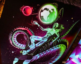 レア‼️ 夜光 LOVE&PEACEフラワーポスター サイケデリックポスター