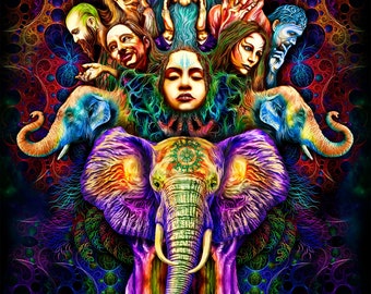 Tapiz psicodélico psicodélico, arte de pared espiritual, psicodelia, impresión fractal de la naturaleza, fiesta de meditación, tapiz de luz negra, tapiz de psytrance para colgar en la pared