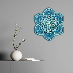 Wood Mandala Wall Art, Yoga Deco, Meditation Wall Art, Wooden Mandala, Sacred Geometry Wall Decor, Laser Artwork, Wall Hanging Mandala