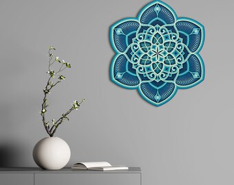 Wood Mandala Wall Art, Yoga Deco, Meditation Wall Art, Wooden Mandala, Sacred Geometry Wall Decor, Laser Artwork, Wall Hanging Mandala