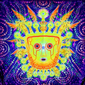 Psychedelic Tapestry, UV Wall Hanging, Trippy Wall Art, Trippy Tapestry, Neon Tapestry, Fluorescent  Tapestry, Psytrance Backdrop