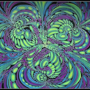 UV Blacklight Backdrop, Psychedelic Wall Hanging, Fluorescent Tapestry, Boho Room Deco, Hippie Wall Tapestry, Trippy Psytrance Poster