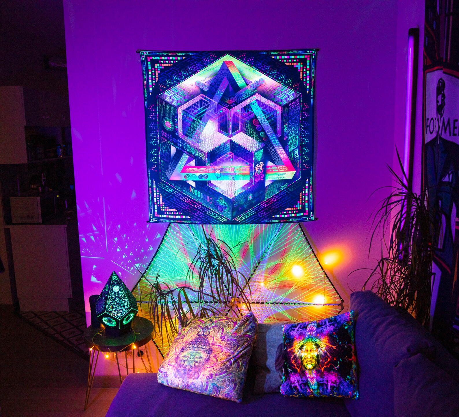 Visionary Artwork Blacklight Trippy Decor Boho Room Decor