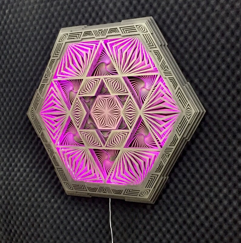 Wood Wall Bohemian Lamp Boho Lamp Geometric Light Wood Etsy