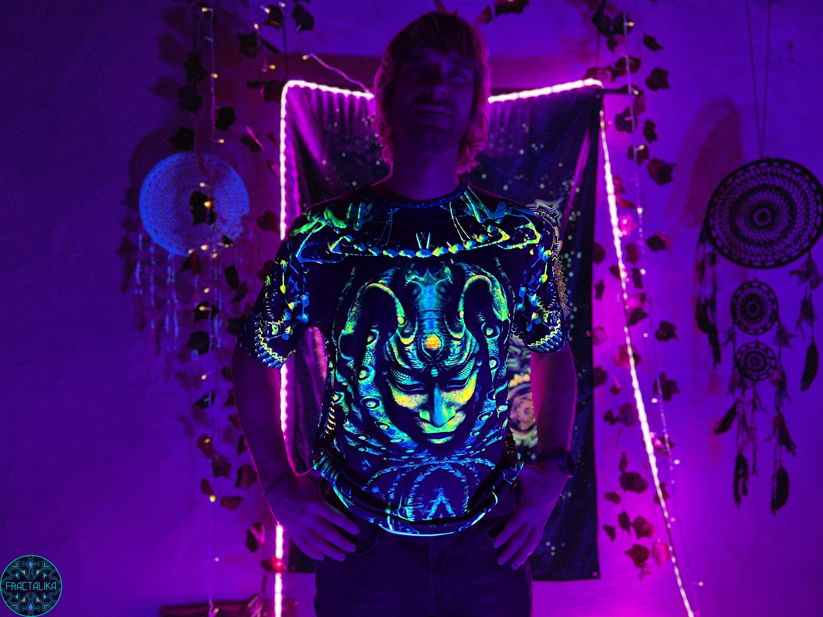 Blacklight Fluorescent Shirt, UV Active Clothing, Ultraviolet
