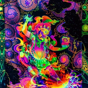 Trippy Wall Art Tapestry Psychedelic Backdrop  Neon Blacklight  Fluorescent UV decorations Psychonaut Acid Yggdrasil Psytrance Hayagriva