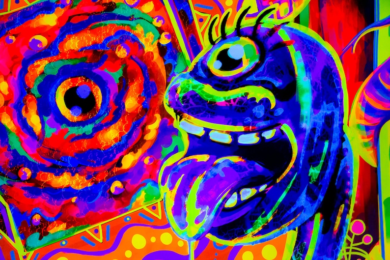 Trippy Painting UV Wall Art Blacklight Art Neon Tapestry Etsy