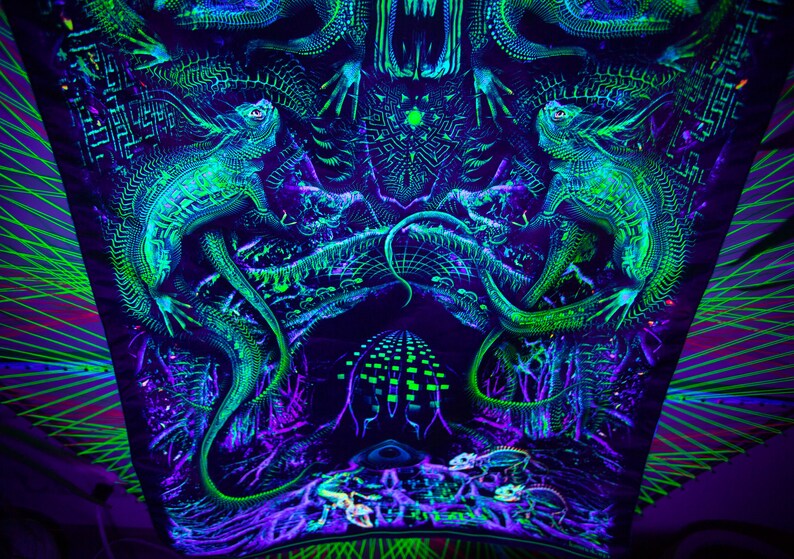 Trippy Painting UV Wall Art Blacklight Art Neon Tapestry Etsy