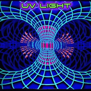 Blacklight Backdrop UV Tapestry Psytrance Wall Hanging Trippy Artwork Meditation Fractal Visionary Painting Hand Made Batik Spirirtual