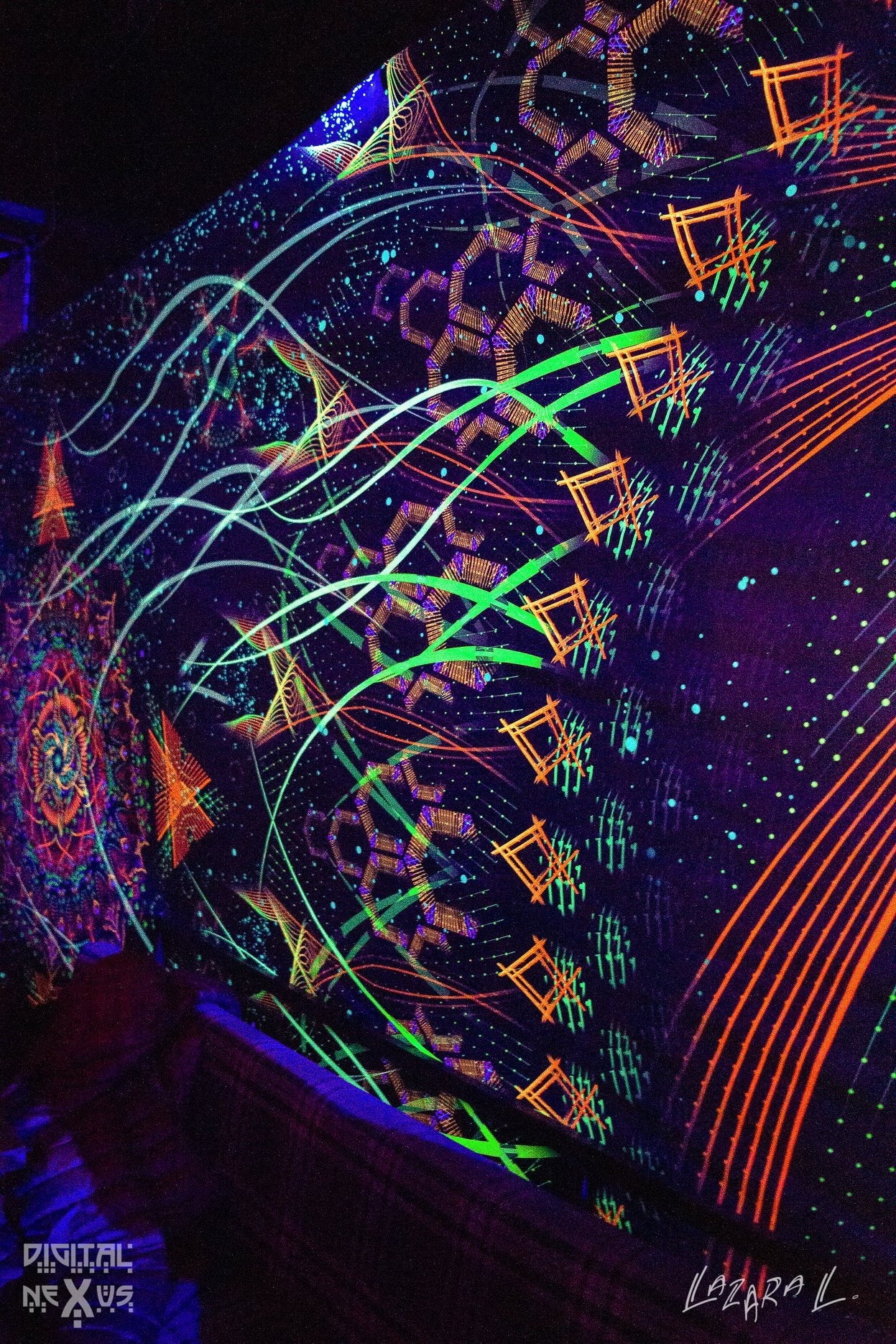 Fluorescent Blacklight Art Tapestry Wallart Psytrance Glow UV Etsy