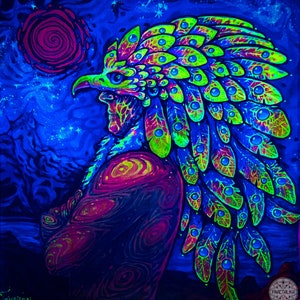 Meditation Wall Art, Bohemian Home Decor, Trippy Backdrop, Spiritual Gift, Gobelin Magic Tapestry, UV Reactive, Neon Art, Surreal Painting