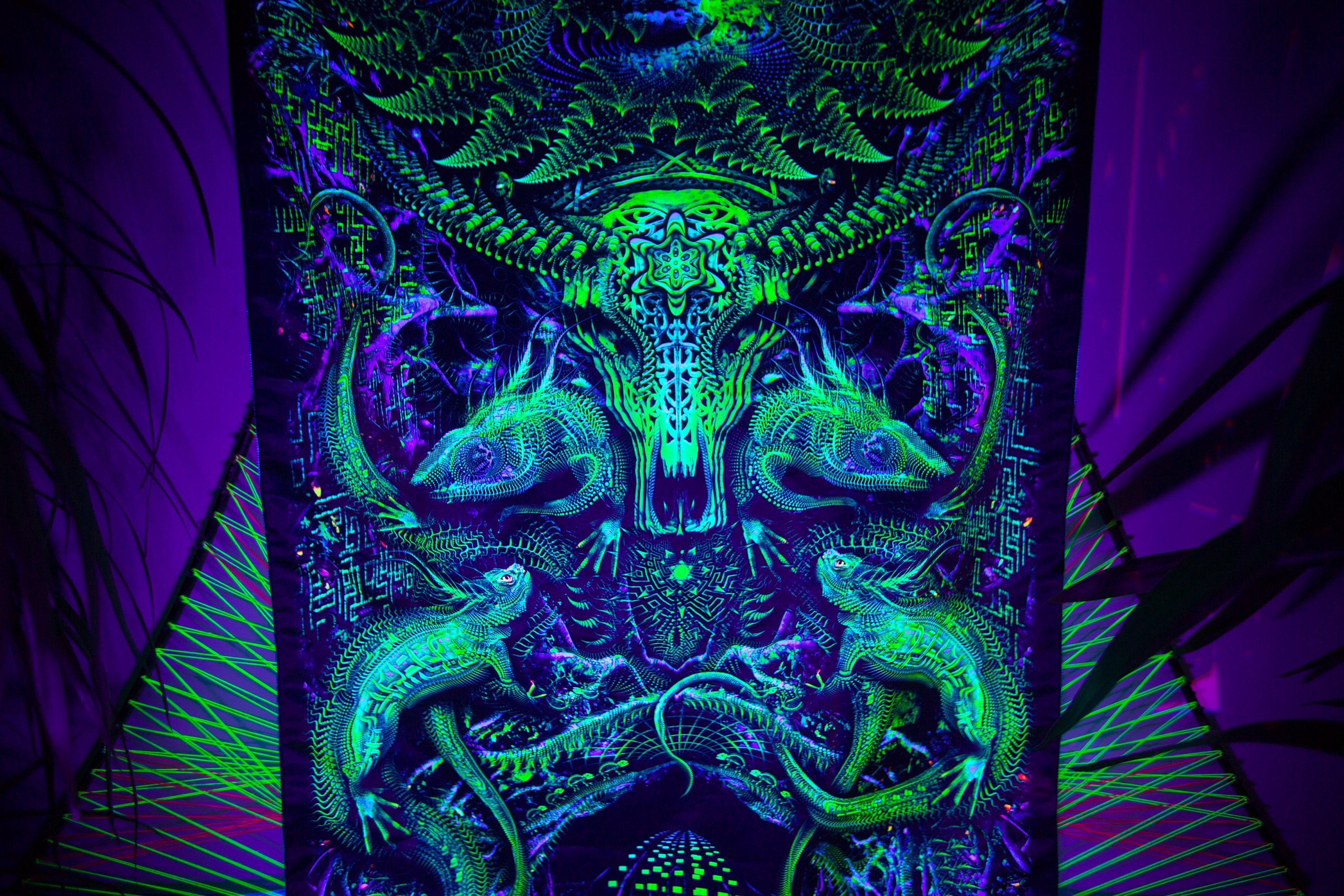 Trippy Painting UV Wall Art Blacklight Art Neon Tapestry Etsy