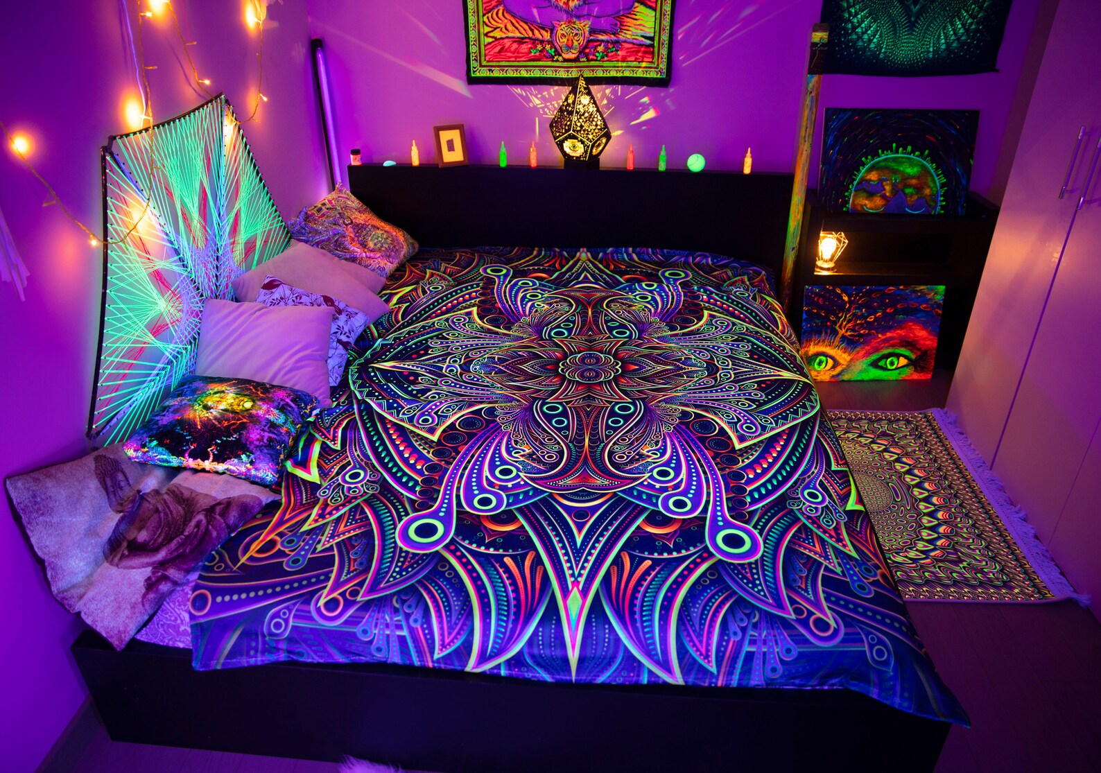 Bohemian Blanket Hippie UV Bedding Unusual Gift Bedsheet - Etsy