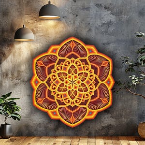 Mandala Wall Art, Yoga Deco, Meditation Wall Art, Wooden Mandala, Sacred Geometry Wall Decor, Laser Artwork, Wall Hanging Mandala, Bohemian