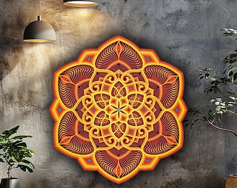 Mandala Wall Art, Yoga Deco, Meditation Wall Art, Wooden Mandala, Sacred Geometry Wall Decor, Laser Artwork, Wall Hanging Mandala, Bohemian