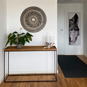 Arte mural de madera con geometría sagrada, decoración de pared de yoga, mandala de madera, decoración de pared bohemia, arte mural espiritual, decoración de sala de meditación, decoración de yoga para el hogar. imagen 10
