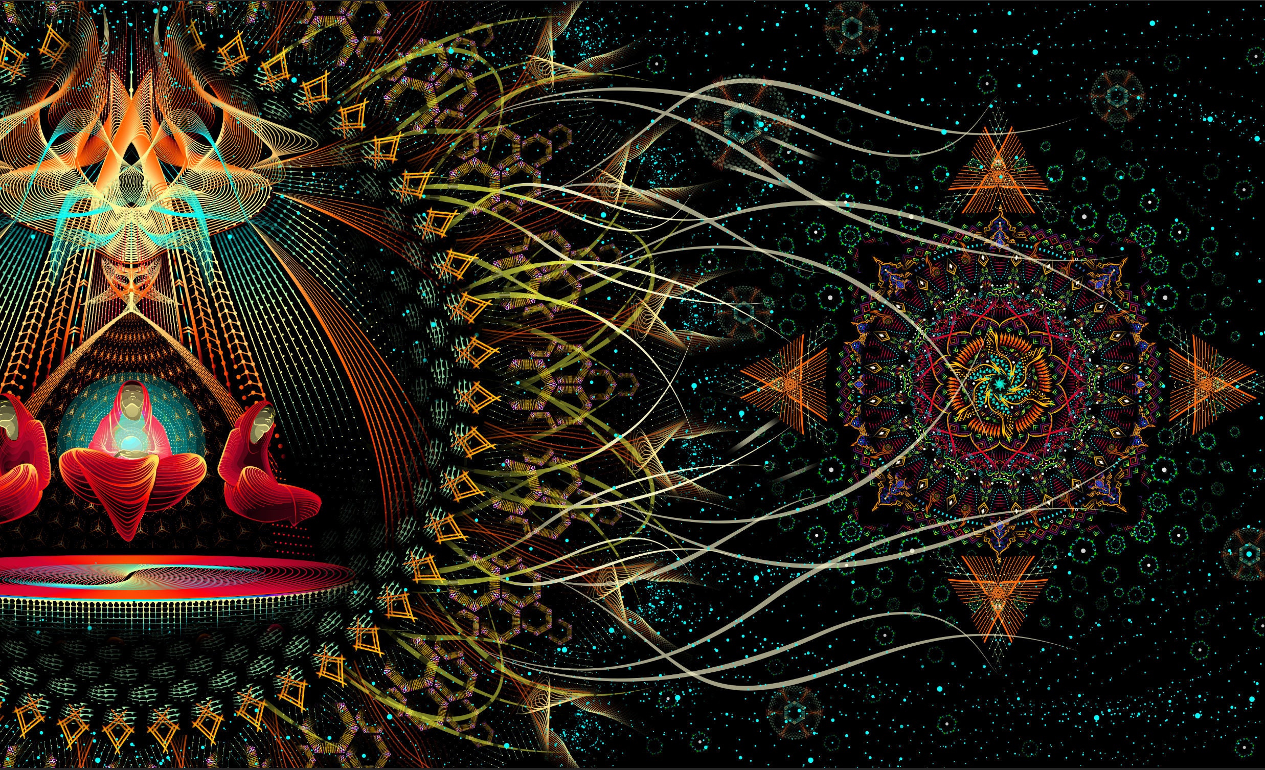 タペストリ　絵画 蛍光サイケデリックブラックライトアートタペストリー