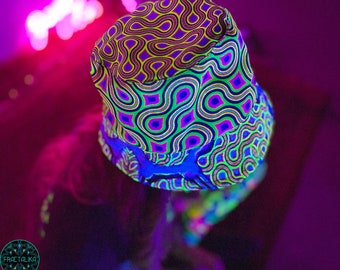 UV Active Bucket Hat : Fantasy Mushroom - Pattern Psyart  display picture 3