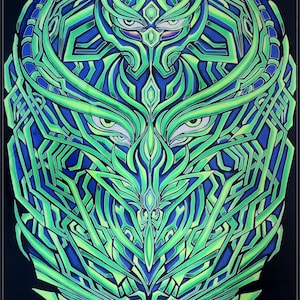 Psychedelic Backdrop Mushroom Tapestry Trippy Wall Art UV Decorations Boho Room Decor Neon Art Poster Blacklight Banner Psytrance