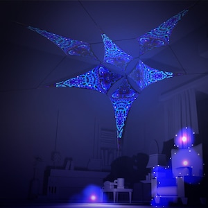 Party Psytrance Deco UV Psychedelic, Canopy UV, Lycra Blacklight Decoration, Hippie UV Reactive Decor, Party Deco, Neon Art, Trippy Art