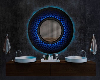 Boho Wall Deco, Espejo Mandala, Espejo Contemporáneo, Decoración de pared de espejo, Espejo hippie, Decoración estética del hogar, Decoración de meditación