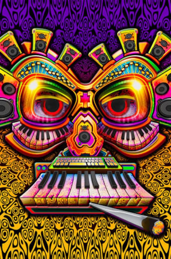Fluorescent Decorations Psychedelic Art UV Print Fabric Banner
