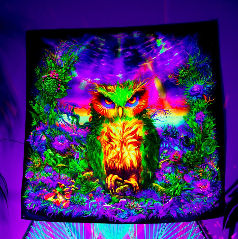 Blacklight Backdrop UV Wall Hanging Trippy Wall Art Etsy