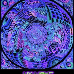 UV Blacklight Backdrop, Psychedelic Wall Hanging, Fluorescent Tapestry, Boho Room Deco, Hippie Wall Tapestry, Trippy Psytrance Poster