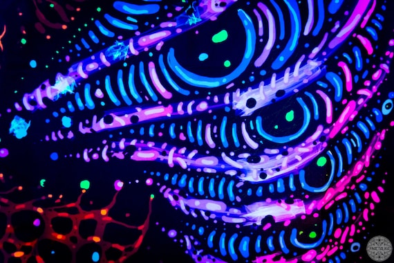 トリッピー UV タペストリー、サイケデリックな壁掛け、天使の背景