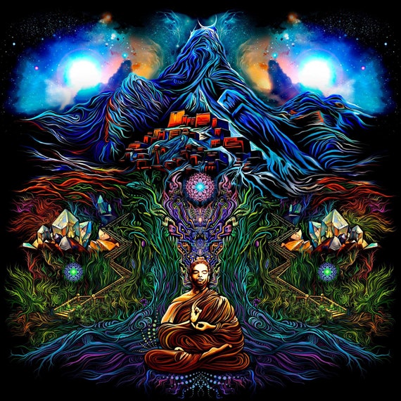 Psytrance Backdrop Fluorescent UV Art Spiritual Painting Wall | Etsy