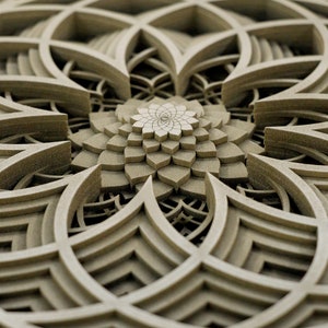 Arte mural de madera con geometría sagrada, decoración de pared de yoga, mandala de madera, decoración de pared bohemia, arte mural espiritual, decoración de sala de meditación, decoración de yoga para el hogar. imagen 4