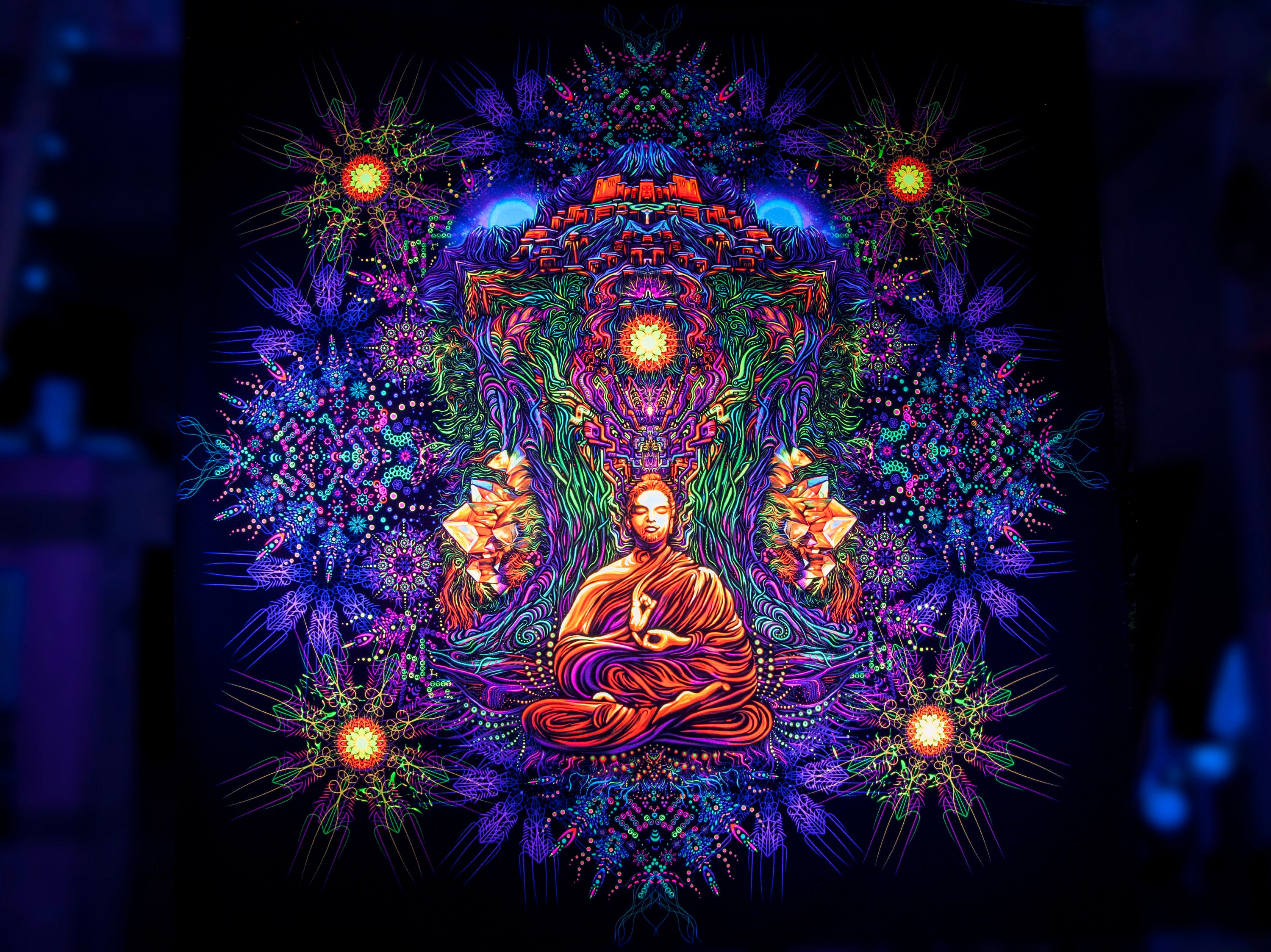 Yoga Deco Meditation Tapestry, Spiritual Art Painting, Goatrance