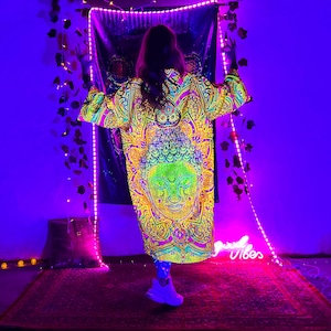 Psychedelic Robe, Kimono Unisex, Festival Outfit, Boho Chic Kimono, Trippy Wear, Long Kimono, Burning Man Outfit, Bohemian Kimono, Rave Look